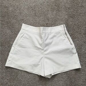 Zara Cream High-Waist Tailored Shorts with Side Zip